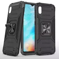 Противоударный чехол Strong Armour Case с кольцом для Samsung Galaxy A01 Core (Черный)