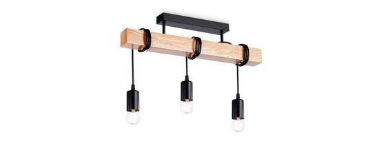 Подвесной светильник в стиле лофт 3*Е27 TR8182/3 BK/LW черный/светлое дерево Traditional Loft Ambrella.