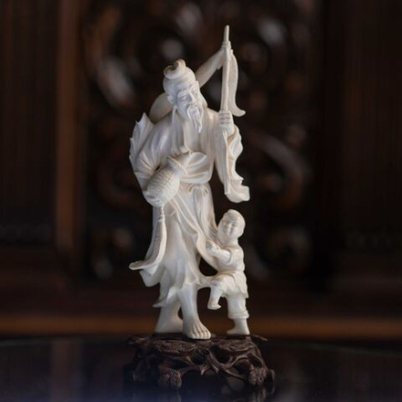 Винтаж: ОКИМОНО «Рыбак с ребенком - Эбису и Карако»