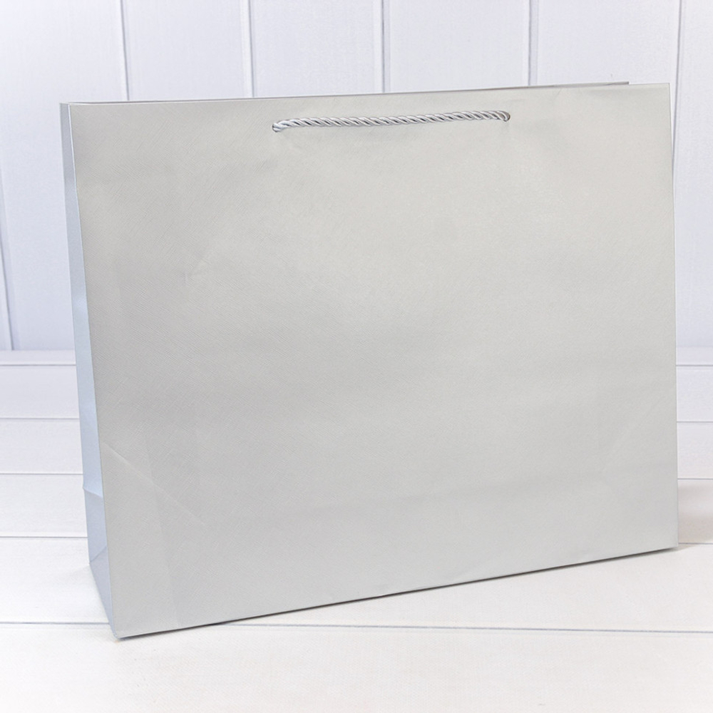 Пакет подарочный 39.5х32х12см "Фактура" (Серебряный)