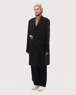 UNDERCOVER ПАЛЬТО С ВЫШИВКОЙ БИСЕРОМ ЧЕРНОЕ