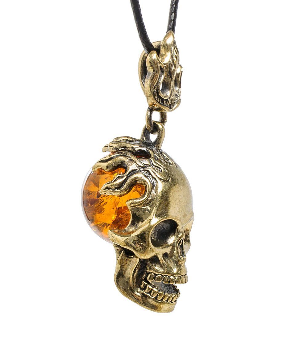 AM-1721 Подвеска «Череп» (латунь, янтарь)
