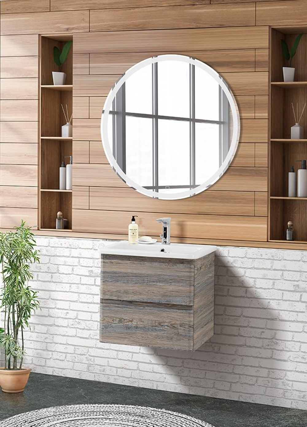Тумба подвесная с керамической раковиной BelBagno ALBANO-CER-600-2C-SO-PS