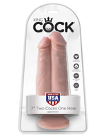 Фаллоимитатор сдвоенный на присоске King Cock 7 Two Cocks One Hole, телесный (Цвет: телесный)
