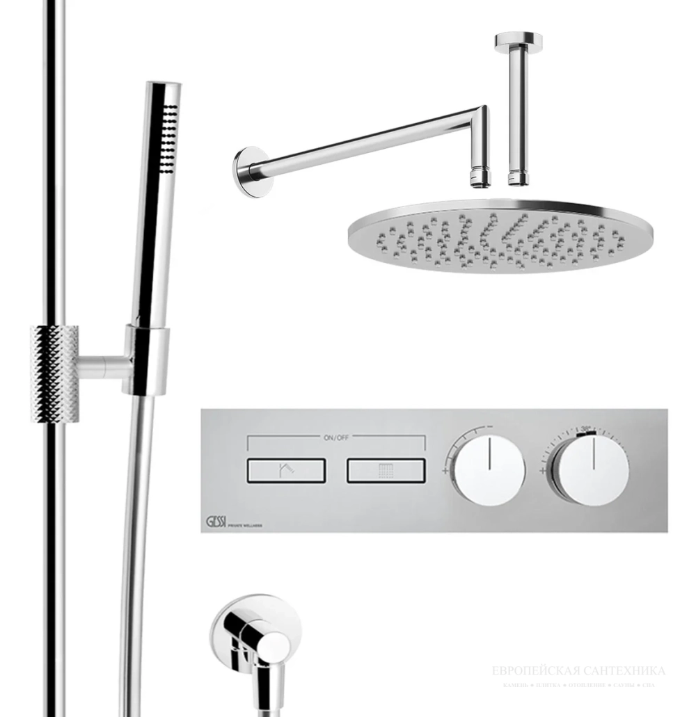 Термостат Gessi HI-FI, до 2-х функций одновременно, встраиваемый, цвет Finox Brushed Nickel