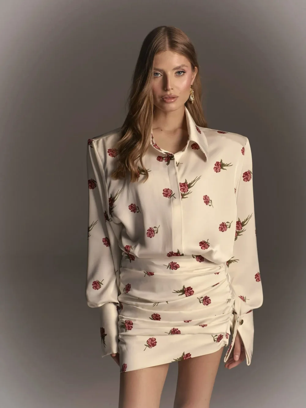 Юбка мини со сборкой Роузи, Молочный