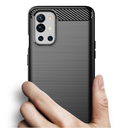 Чехол защитный черного цвета на OnePlus 9R, серия Carbon от Caseport