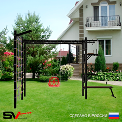 Уличная шведская стенка Sv Sport рукоход с комплектом турник прямой У5435 (Турник/Брусья/Стойка/Скамья/Со спинкой/Кронш бокс/Сетка)