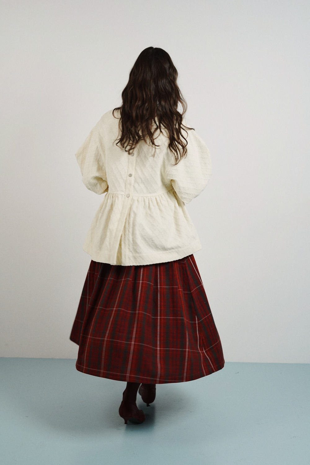 Рубашка с баской и кнопками на спине, "Ромбы"