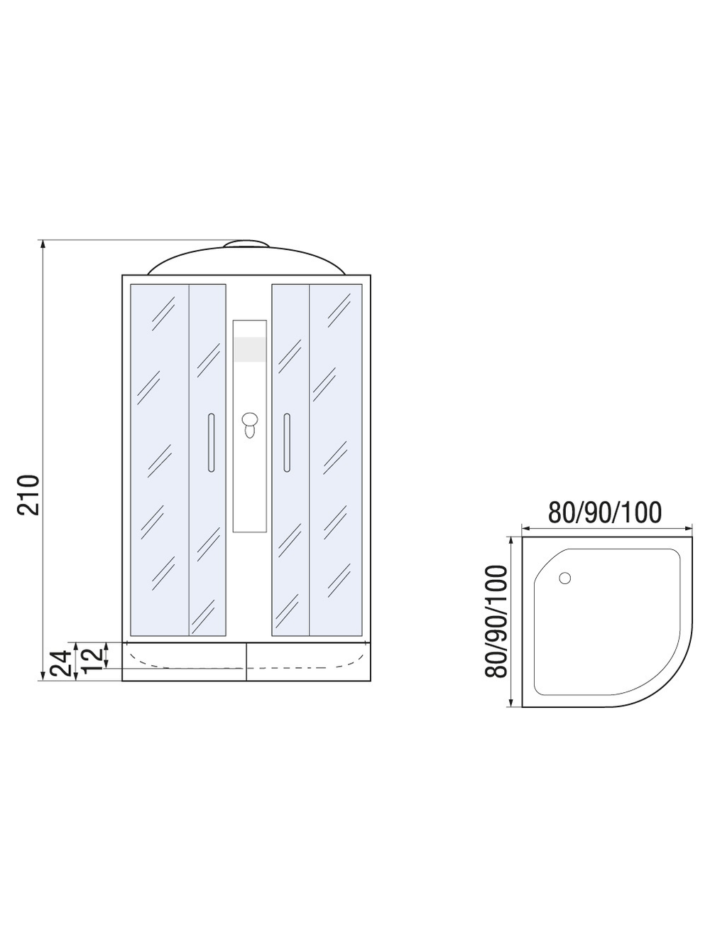 Душевая кабина RIVER DESNA 90/24 МТ 90x90x210 10000002195 Универсальная Четверть круга