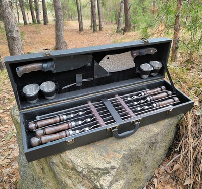 Кизлярский шашлычный набор "Стандарт-М" №16 с шампурами в кейсе 15 предметов