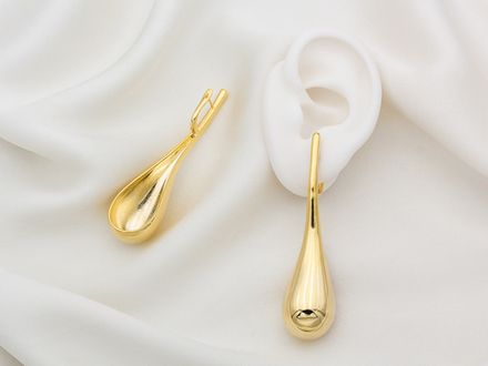 Серьги "Капли" 76мм (цвет золото)