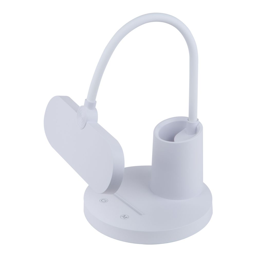 ULM-D603 10W-3000-6000K-DIM WHITE Светильник настольный светодиодный с подставкой под канцелярские принадлежности. Сенсорный выключатель. Диммер. Белый. TM Uniel