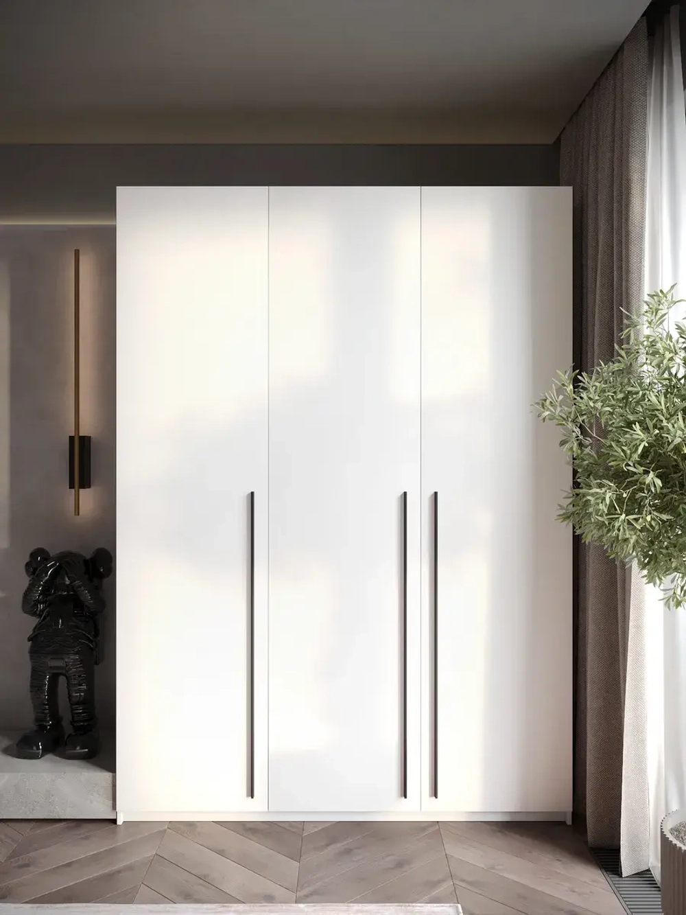 Шкаф распашной 120*40*240 белый, с антресолью Lorena 6