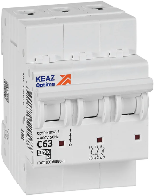 Выключатель автомат модульный 3п С63