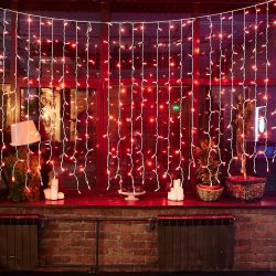 ULD-C2030-240-TWK RED IP67 Занавес светодиодный с эффектом мерцания. 3х2м. Соединяемый. 240 светодиодов. Красный свет. Провод белый. TM Uniel.