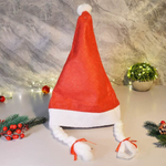 Колпак новогодний "Снегурочка с косами" 28*38см, красный