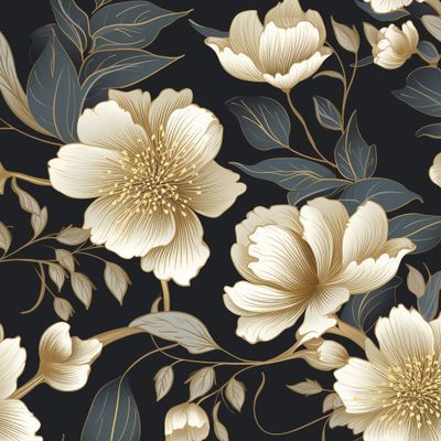 Золотые цветы на темном фоне