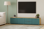ТВ-тумба Салерно 1 (МДФ) SF-013 Аквамарин Дуб Золотистый U1148 197*42*43 см, Зеленый   Фиеста