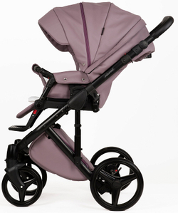 Детская коляска Adamex Luciano Deluxe 2 в 1 Q115-С (СИРЕНЬ ПУДРА 100% КОЖА+ЧЕРНАЯ РАМА)