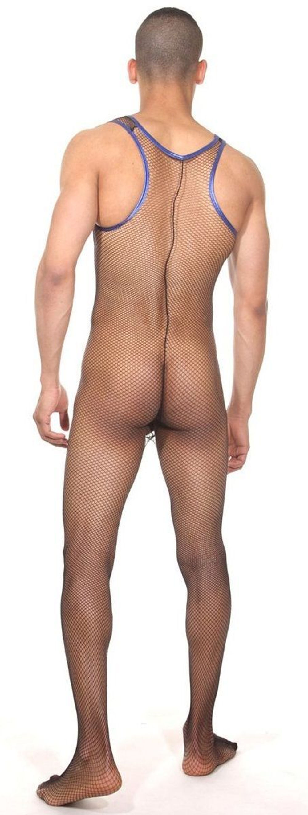 Мужское боди в мелкую сетку (Размер: S-M) (Цвет: черный)