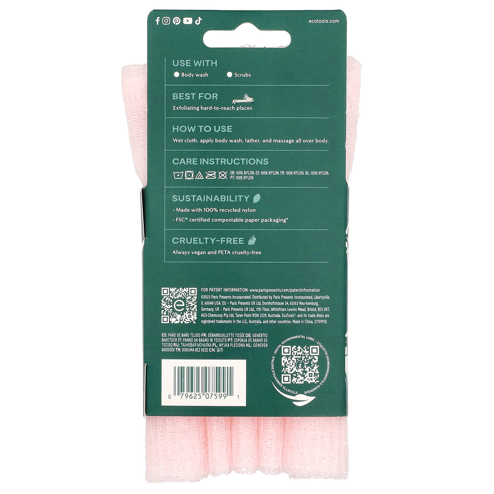EcoTools, Ткань для ванны, розовая, 1 шт.