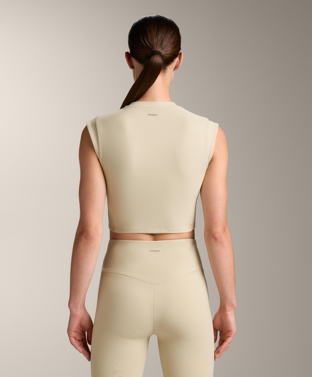 Oysho Топ Evermove без рукавов, светло-бежевый меланж