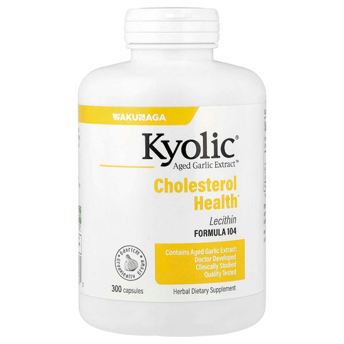 Kyolic, Aged Garlic Extract™, выдержанный экстракт чеснока для здорового уровня холестерина, формула 104, 300 капсул
