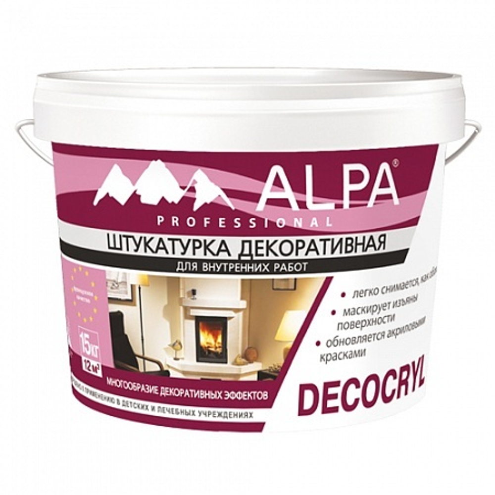 Декоративная штукатурка Alpa Decocryl для внутренних работ 15 кг