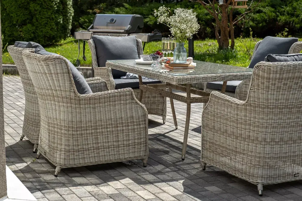 "Неаполь" обеденная группа плетеная из искусственного ротанга, цвет бежевый