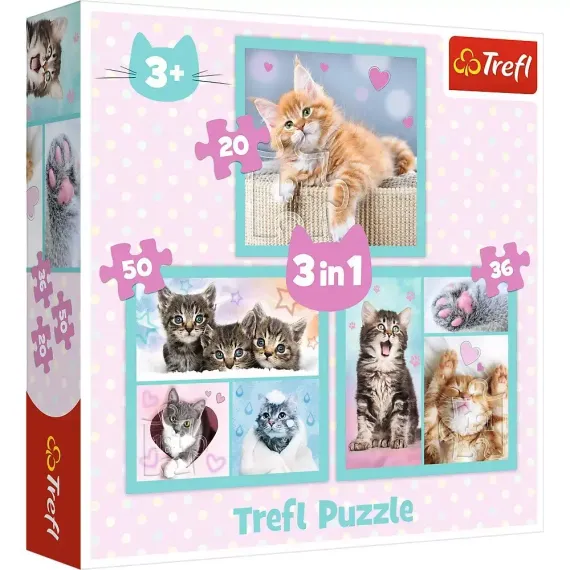 Puzzle - &quot;3in1&quot; - Sweet animals / Trefl