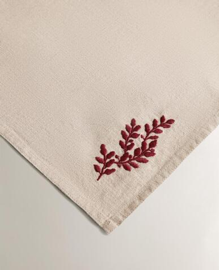 ZARA HOME НАБОР ЛЬНЯНЫХ РОЖДЕСТВЕНСКИХ САЛФЕТОК С КРАСНЫМИ ЛИСТЬЯМИ (УПАКОВКА ИЗ 2 ШТУК), КРАСНЫЙ