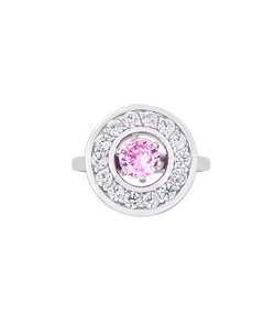 Кольцо из серебра со вставками из розового и бесцветных фианитов