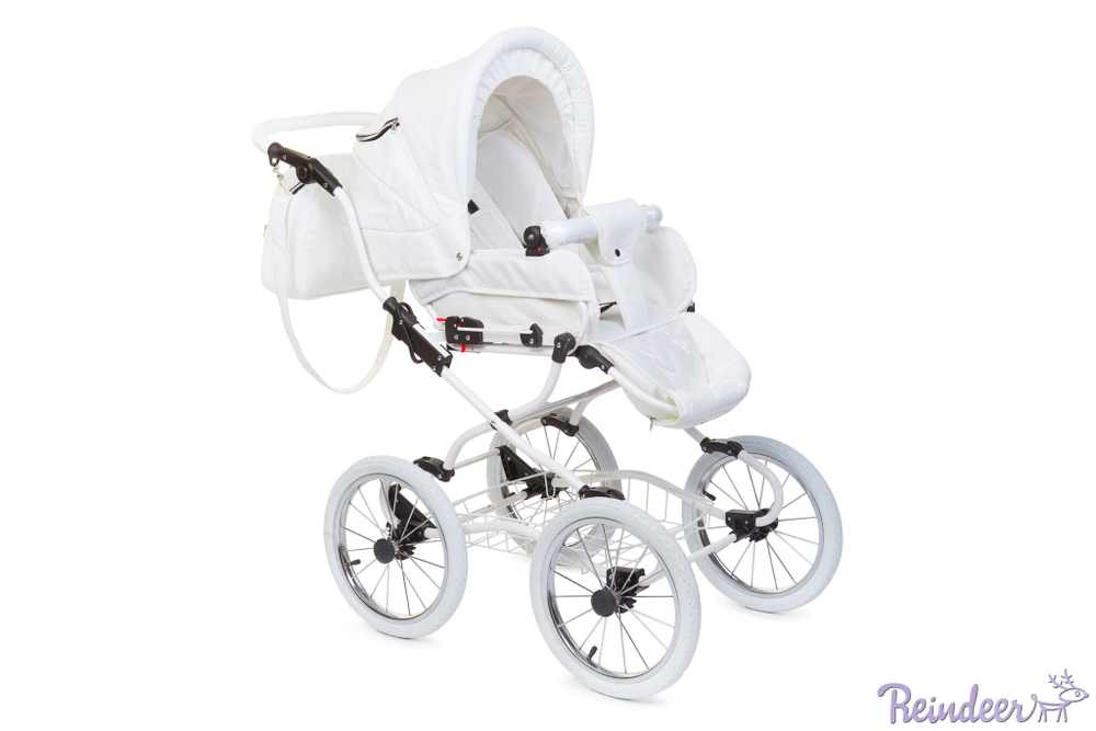 Детская коляска Reindeer Prestige Lily 2 в 1, эко-кожа (белый)