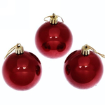 Новогодние шары 6 см (набор 3 шт) "Глянец", темный рубин (Серпантин)