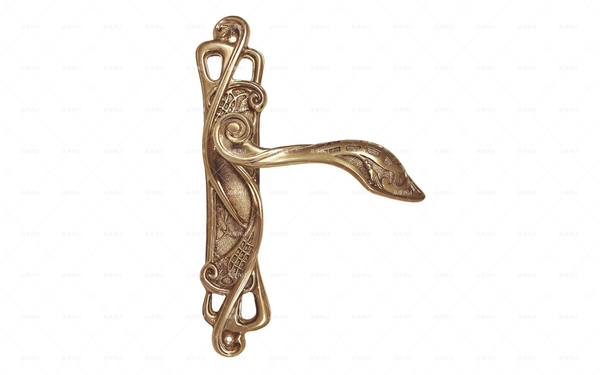 Ручка дверная нажимная Арт-Нуво2 латунь