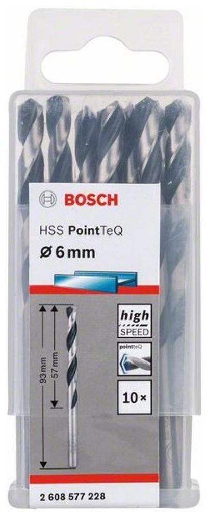 Сверло по металлу BOSCH HSS PointTeQ 6х93 мм 10 шт.