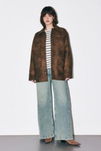 Пиджак из экокожи "Винтажный коричневый" женский