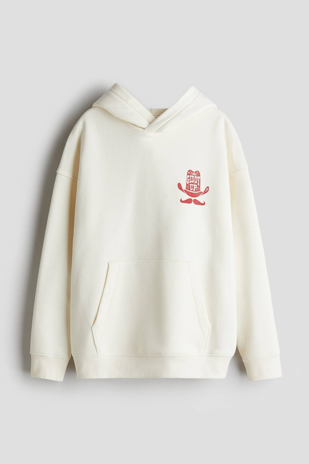 H&M Толстовка с капюшоном и принтом, кремовый