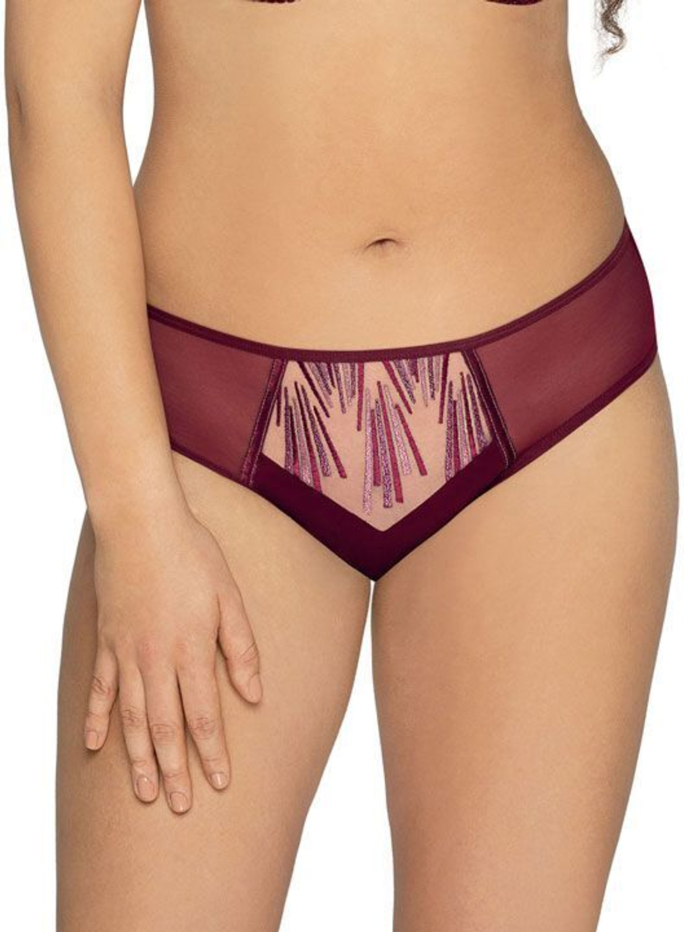 Трусики-бразилиана с эффектной вышивкой (Размер: S) (Цвет: белый)