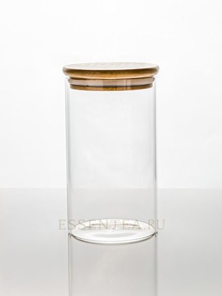 Банка стеклянная с бамбуковой крышкой 700 мл