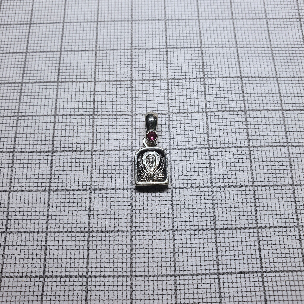 Образок из серебра/Частичное чернение/С подвижным ухом/С камнями/Александр Невский