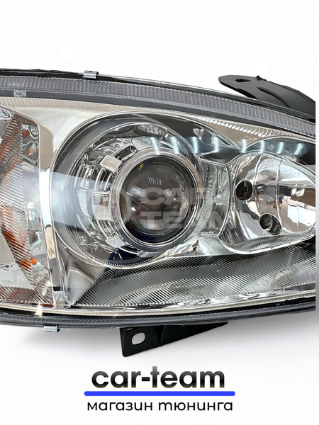 Фары на Лада Калина 1 передние с Bi LED модулями 2.5 дюйма, хром маска (под ключ)