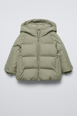 ZARA СТЕГАНАЯ КУРТКА WATER-REPELLENT, ПЫЛЬНЫЙ ХАКИ