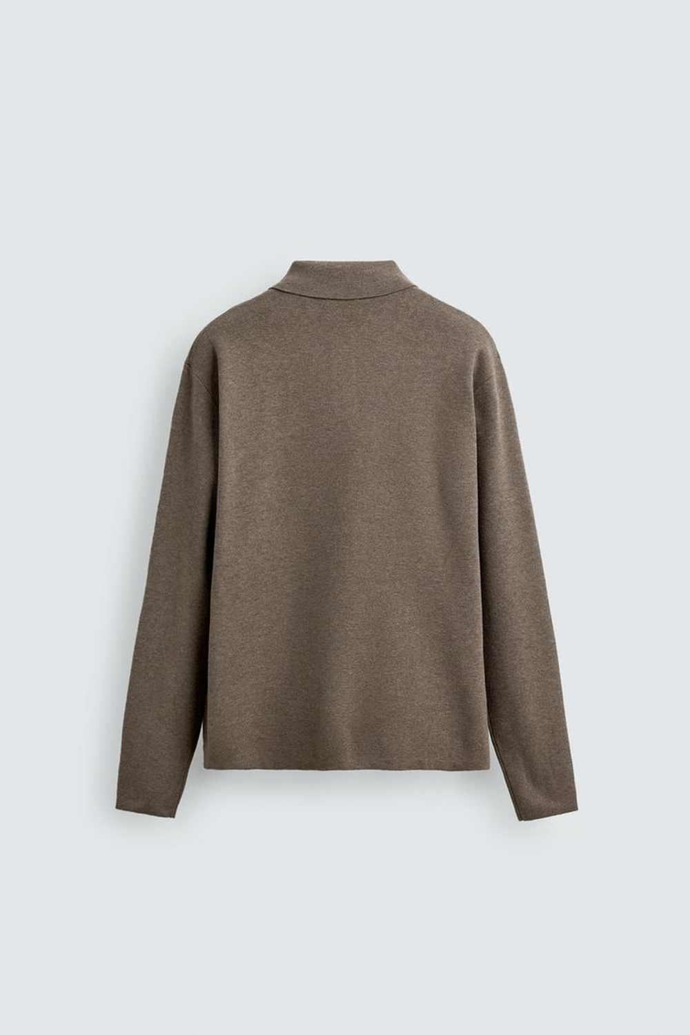 ZARA МЯГКОЕ ТРИКОТАЖНОЕ ПОЛО, СЕРОВАТО-КОРИЧНЕВЫЙ