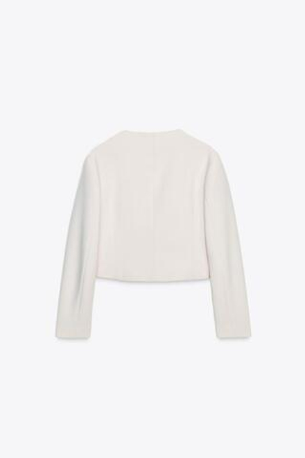 ZARA КОРОТКИЙ ДВУБОРТНЫЙ БЛЕЙЗЕР, ЭКРЮ
