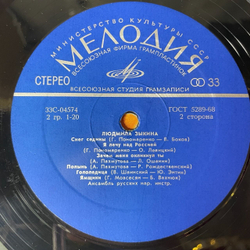 Винтажная виниловая пластинка LP Людмила Зыкина Lyudmila Zykina (СССР 1978) (Export Made in USSR) Родимая сторонка