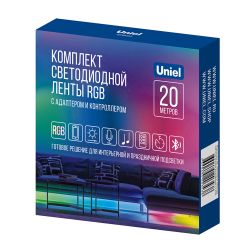 ULS-A01 20M-RGB-BT RRP24C01 Комплект светодиодной ленты c Bluetooth. 20м. RGB свет. Адаптер 24Вт. Контроллер с пультом в-к. TM Uniel