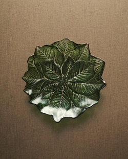 ZARA HOME НОВОГОДНЯЯ ДЕСЕРТНАЯ ТАРЕЛКА ИЗ СТЕКЛА В ФОРМЕ ЦВЕТКА, ЗЕЛЕНЫЙ