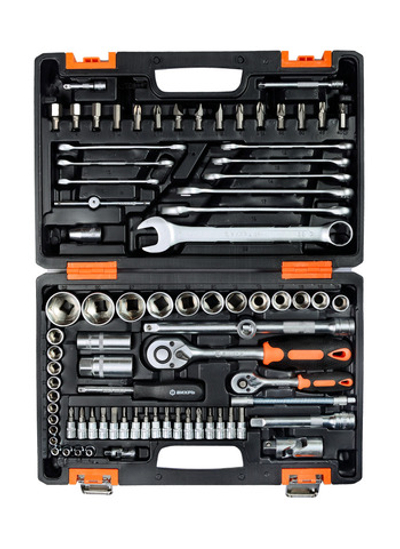 Набор инструментов 1/2", 1/4", CrV, 82 предмета в кейсе
